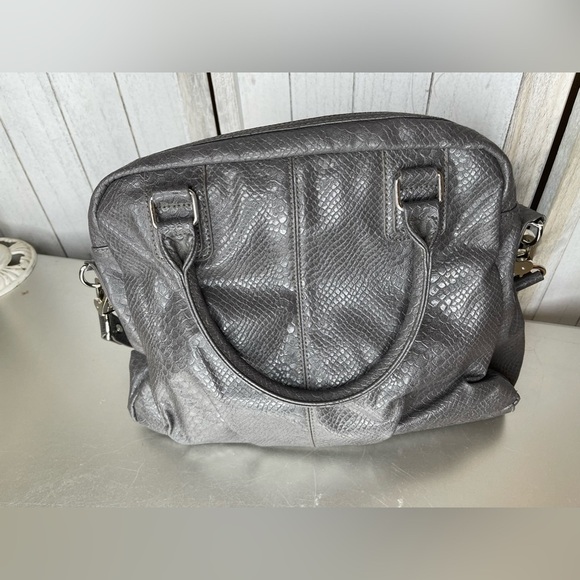 Jewell Thirty-One Large Tote Purse Shoulder Bag Gray Snakeskin Vegan Leather - Picture 3 of 7